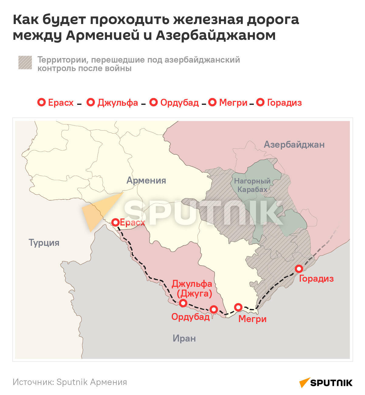 Как будет проходить железная дорога между Арменией и Азербайджаном - Sputnik Армения