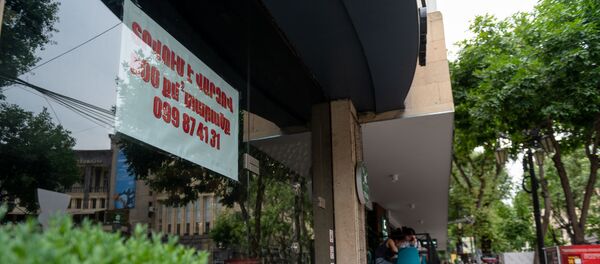 Вывески Сдается в аренду на витринах торговых точек на улице Абовяна (9 июля 2020). Еревaн Вывески Сдается в аренду на витринах торговых точек на улице Абовяна (9 июля 2020). Еревaн - Sputnik Արմենիա