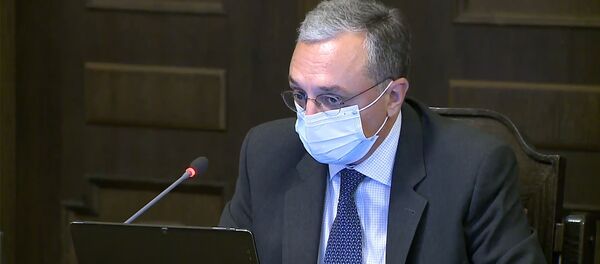 Министр иностранных дел Зограб Мнацаканян на внеочередном заседании правительства Армении (13 июля 2020). Еревaн - Sputnik Армения