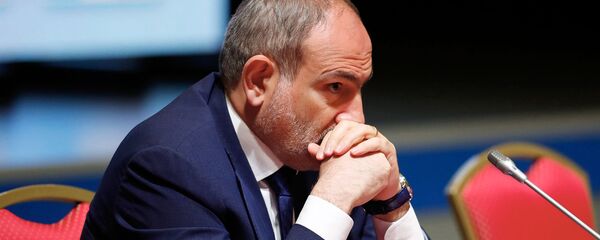 Премьер-министр Армении Никол Пашинян на заседании Евразийского межправительственного совета (17 июля 2020). Минск - Sputnik Армения