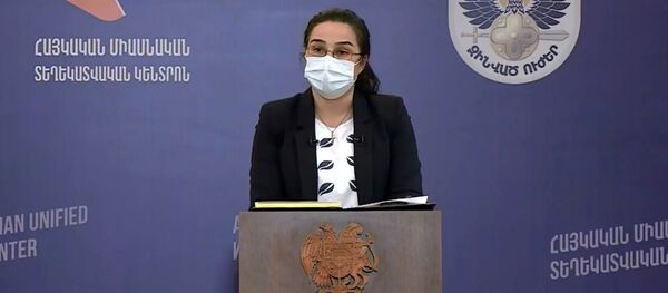Пресс-секретарь МИД Анна Нагдалян во время брифинга по теме ситуации на армяно-азербайджанской границе (18 июля 2020). Иджеван - Sputnik Արմենիա
