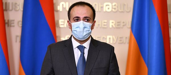 Министр здравоохранения Арсен Торосян на онлайн брифинге по итогам заседания комендатуры (29 июля 2020). Еревaн - Sputnik Արմենիա