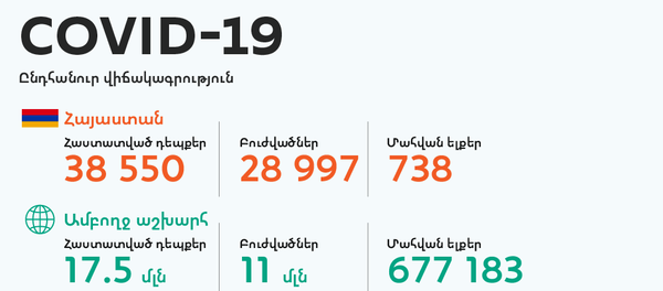 COVID-19. Ընդհանուր վիճակագրություն - Sputnik Արմենիա