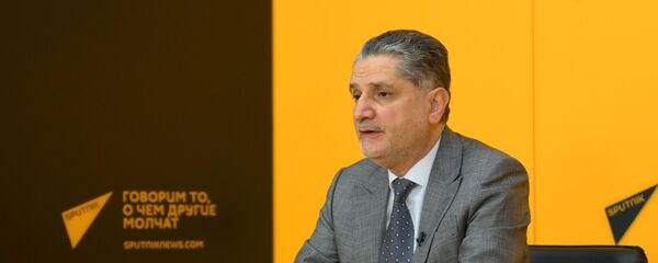 заместитель председателя правления ЕАБР Тигран Саркисян во время онлайн-видеомоста Москва – Бишкек – Ереван – Минск – Нур-Султан (4 сентября 2020). заместитель председателя правления ЕАБР Тигран Саркисян во время онлайн-видеомоста Москва – Бишкек – Ереван – Минск – Нур-Султан (4 сентября 2020). - Sputnik Արմենիա