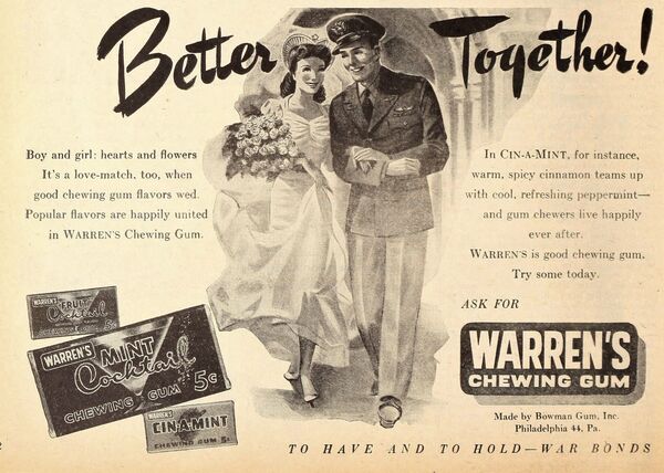 Реклама жевательной резинки компании Warren, 1945 год  - Sputnik Армения