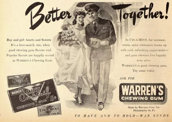 Реклама жевательной резинки компании Warren, 1945 год Реклама жевательной резинки компании Warren, 1945 год - Sputnik Армения
