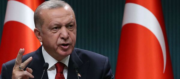 Президент Турции Реджеп Тайип Эрдоган во время пресс-конференции после заседания кабинета министров (21 сентября 2020). Анкара - Sputnik Армения