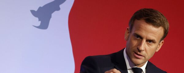 Президент Франции Эммануэль Макрон во время речи о борьбе с сепаратизмом (2 октября 2020). Париж - Sputnik Армения