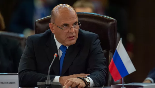Председатель правительства России Михаил Мишустин на заседании Евразийского межправительственного совета (9 октября 2020). Еревaн - Sputnik Армения