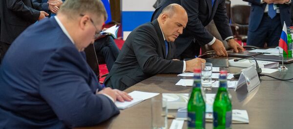 Председатель правительства России Михаил Мишустин на заседании Евразийского межправительственного совета (9 октября 2020). Еревaн - Sputnik Արմենիա