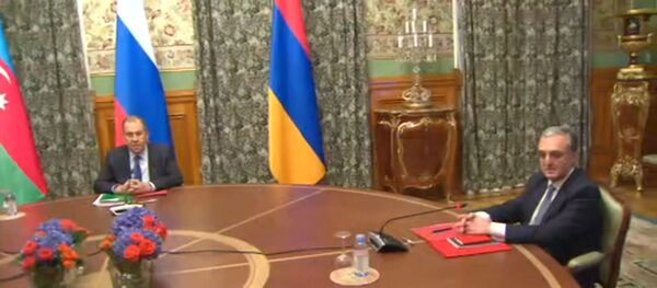 Встреча Лаврова, Мнацаканяна и Байрамова в мосве Встреча Лаврова, Мнацаканяна и Байрамова в мосве - Sputnik Արմենիա