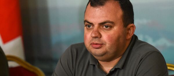 Начальник управления информации аппарата президента Карабаха Ваграм Погосян во время брифинга президента страны (11 октября 2020). Степанакерт - Sputnik Армения