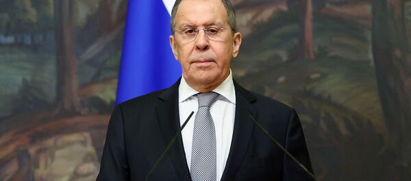 Министр иностранных дел России Сергей Лавров на пресс-конференции по итогам встречи с министром иностранных дел Армении (12 октября 2020). Москвa - Sputnik Армения