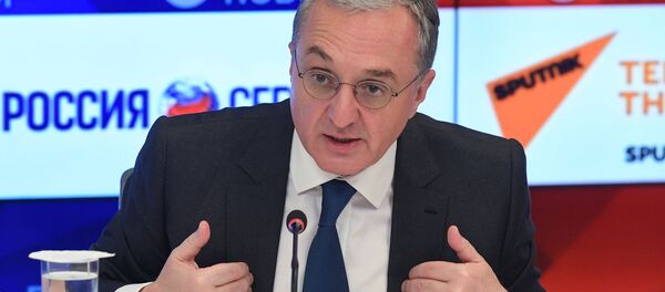 Министр иностранных дел Армении Зограб Мнацаканян во время онлайн-конференции в Международном мультимедийном пресс-центре МИА Россия сегодня (12 октября 2020). Москвa - Sputnik Արմենիա