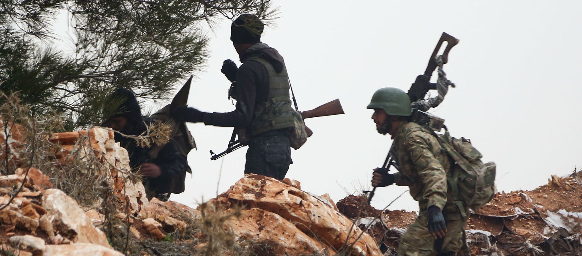 Сирийские боевики в районе горы Берсая к северу от сирийского города Азаз (22 января 2018). Сирия - Sputnik Армения, 1920, 02.11.2020