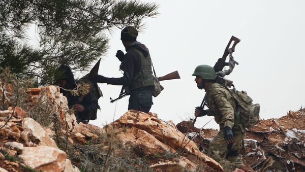 Сирийские боевики в районе горы Берсая к северу от сирийского города Азаз (22 января 2018). Сирия - Sputnik Армения