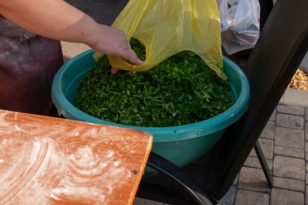 Карабахский дух и вкус: как в центре Еревана выстроилась огромная очередь за женгялов хац - Sputnik Армения