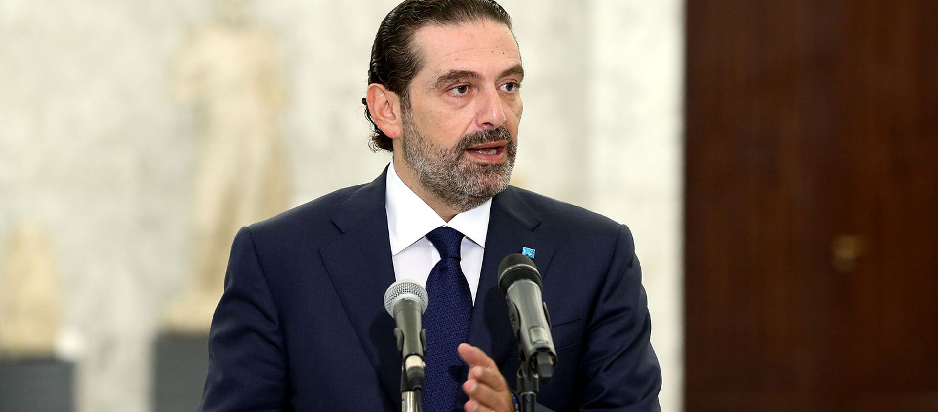 Бывший премьер-министр Саад аль-Харири выступает в президентском дворце в Баабде (12 октября 2020). Ливан - Sputnik Արմենիա, 1920, 22.10.2020