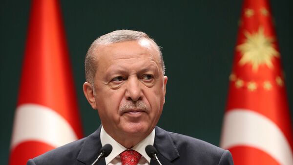 Президент Турции Реджеп Тайип Эрдоган выступает на  заседании кабинета министров в Анкаре (10 августа 2020). Турция - Sputnik Армения