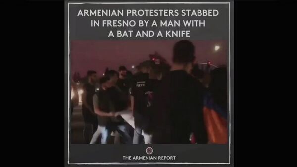 Армяне подверглись нападению во время мирной демонстрации во Фресно (29 октября 2020). США - Sputnik Արմենիա