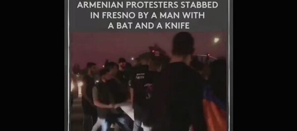 Армяне подверглись нападению во время мирной демонстрации во Фресно (29 октября 2020). США - Sputnik Արմենիա