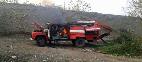 Подбитый автомобиль пожарной службы ГСЧС Карабаха (1 ноября 2020). Аскеранский район Подбитый автомобиль пожарной службы ГСЧС Карабаха (1 ноября 2020). Аскеранский район - Sputnik Արմենիա