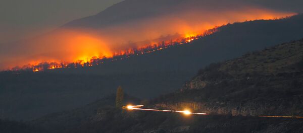 Пожар лесов близ Степанакерта после обстрелов ВС Азербайджана (31 октября 2020). Карабах Пожар лесов близ Степанакерта после обстрелов ВС Азербайджана (31 октября 2020). Карабах - Sputnik Արմենիա