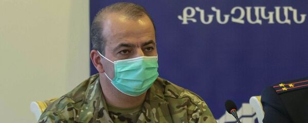 Заместитель директора СНБ Армении Армен Абазян во время пресс-конференции (27 октября 2020). Еревaн - Sputnik Արմենիա