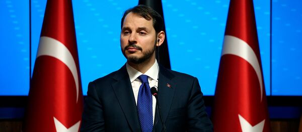 Министр финансов и казначейства Турции Берат Албайрак во время совместной пресс-конференции с министром экономики Германии (25 октября 2018). Анкарa - Sputnik Армения