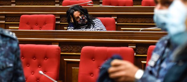 Депутат оппозиционной фракции Процветающей Армении Наира Зограбян в зале заседаний Парламента (10 ноября 2020). Еревaн - Sputnik Армения