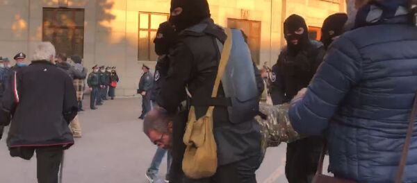 Полиция задерживает митингующих с площади Свободы (12 ноября 2020). Ереван - Sputnik Արմենիա