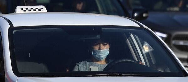 Водитель в защитной маске за рулем такси - Sputnik Армения