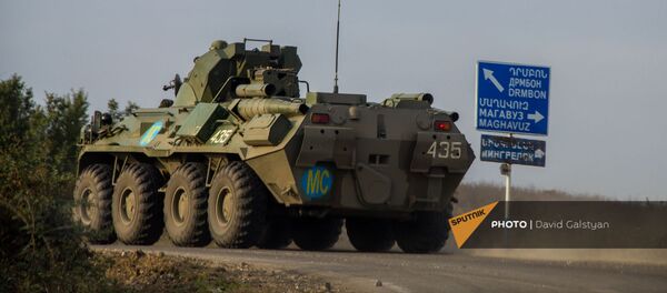 Колонна российских миротворцев направляется к монастырскому комплексу Дадиванк (16 ноября 2020). Карабах Колонна российских миротворцев направляется к монастырскому комплексу Дадиванк (16 ноября 2020). Карабах - Sputnik Армения