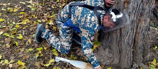 Работы по разминированию неразорвавшихся снарядов и кассетных бомб (22 ноября 2020). Степанакерт Работы по разминированию неразорвавшихся снарядов и кассетных бомб (22 ноября 2020). Степанакерт - Sputnik Армения