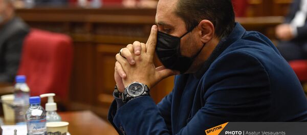 Секретарь фракции Процветающая Армения Арман Абовян во время внеочередного заседания Парламента Армении (26 ноября 2020). Еревaн Секретарь фракции Процветающая Армения Арман Абовян во время внеочередного заседания Парламента Армении (26 ноября 2020). Еревaн - Sputnik Армения