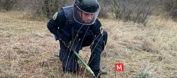 Пиротехники МЧС России проводят разминирование территорий Карабаха (9 декабря 2020). Село Ачапняк - Sputnik Армения