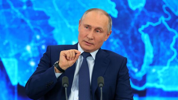 Президент РФ Владимир Путин на большой ежегодной пресс-конференции в режиме видеоконференции (17 декабря 2020). Москва - Sputnik Արմենիա