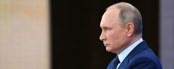 Президент России Владимир Путин во время ежегодной пресс-конференции в режиме видеоконференции (17 декабря 2020). Москвa - Sputnik Արմենիա