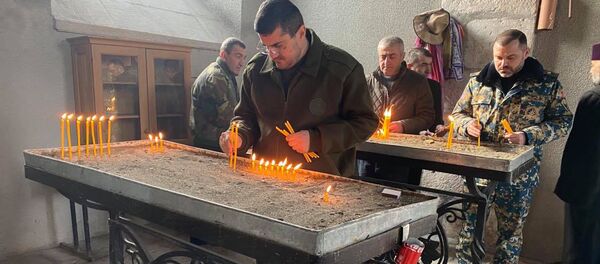 Президент Карабаха Араик Арутюнян посетил монастырский комплекс Амарас (20 декабря 2020). Карабах - Sputnik Армения