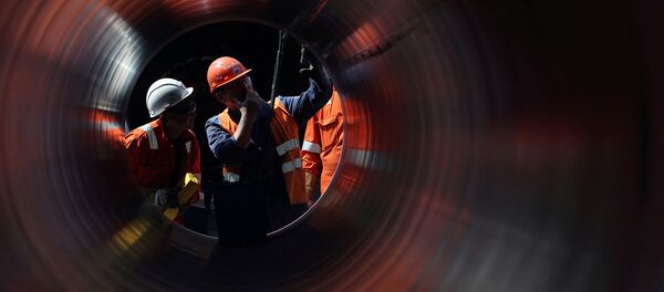 Рабочие на строительной площадке газопровода Северный поток-2, недалеко от города Кингисепп (5 июня 2019). Ленинградская область - Sputnik Արմենիա