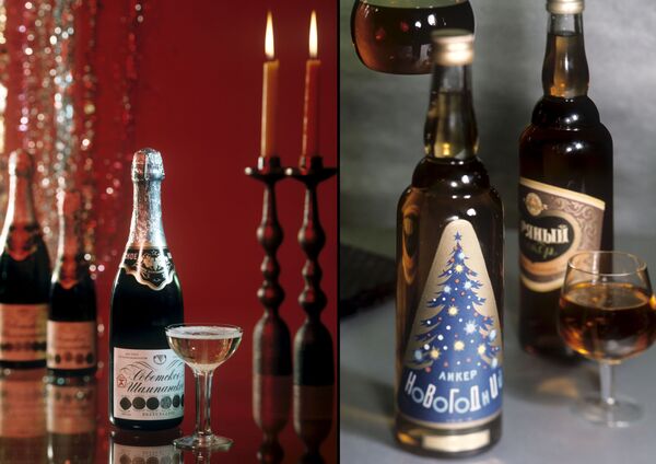 Խորհրդային շամպայն (կիսաքաղցր): Մոսկվայի շամպայն գինիների գործարան և Լիկյորներ «Կծու» և «Ամանորյա».: Մոսկվայի Լիկյոր-օղու գործարան: - Sputnik Արմենիա