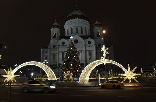 Рождественский вертеп у храма Христа Спасителя в Москве - Sputnik Армения