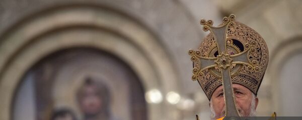 Католикос Гарегин Второй во время Рождественской литургии в соборе Святого Григория Просветителя (6 января 2021). Еревaн - Sputnik Արմենիա