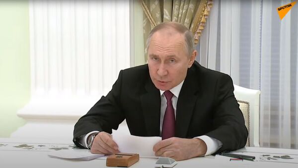 Президент РФ Владимир Путин во время трёхсторонних переговоров (11 января 2021). Москва - Sputnik Армения