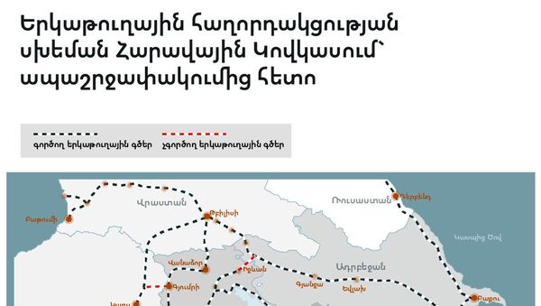 Երկաթուղային հաղորդակցության սխեման Հարավային Կովկասում` ապաշրջափակումից հետո - Sputnik Արմենիա