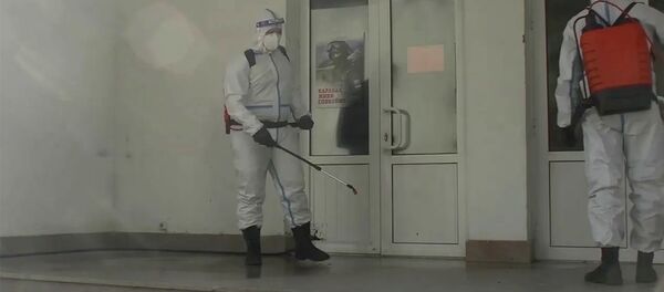 Дезинфекция объектов российского миротворческого контингента в Нагорном Карабахе Дезинфекция объектов российского миротворческого контингента в Нагорном Карабахе - Sputnik Արմենիա