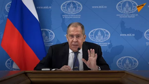 Глава МИД РФ Сергей Лавров на онлайн пресс-конференции (18 января 2021). Москва - Sputnik Армения