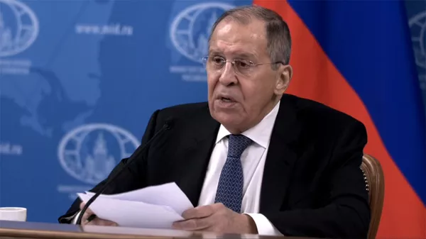 Глава МИД РФ Сергей Лавров на онлайн пресс-конференции (18 января 2021). Москва - Sputnik Армения