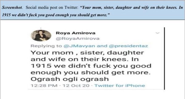 «Խոշտանգեք սպանելուց առաջ». Թաթոյանը հրապարակել է ադրբեջանցիների հայատյաց գրառումները «Խոշտանգեք սպանելուց առաջ». Թաթոյանը հրապարակել է ադրբեջանցիների հայատյաց գրառումները - Sputnik Արմենիա