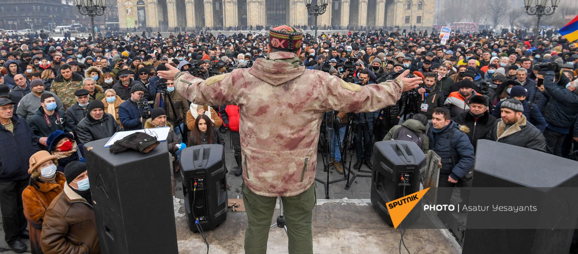 Аршак Закарян на митинге оппозиции на площади Республики (28 января 2021). Еревaн - Sputnik Армения, 1920, 28.01.2021